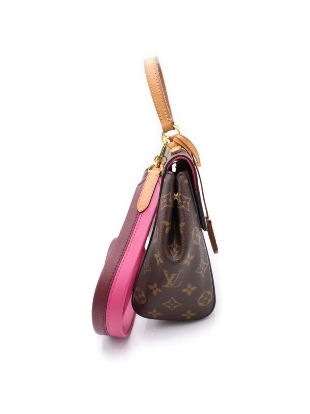 Louis Vuitton Cluny BB Handbag 2-Way Back Monogram Leather Brown Pink